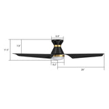 KREIS 52 inch Flush Mount 3 - Blade Smart Ceiling Fan with Remote & LED Light - LEDMyPlace