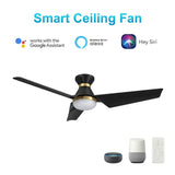 KREIS 52 inch Flush Mount 3 - Blade Smart Ceiling Fan with Remote & LED Light - LEDMyPlace