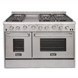 KUCHT Professional 48 in. 6.7 cu. ft. Propane Gas Range with Sealed Burners, Griddle and Two Ovens - One Convection - in Stainless Steel with Classic Silver Knobs