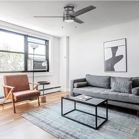 LAMONT 52 inch 3 - Blade Flash Mount Ceiling Fan with LED Light & Pull Chain - LEDMyPlace