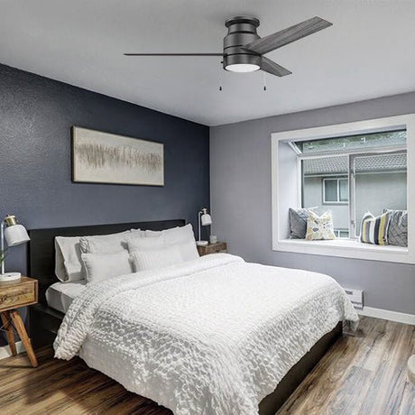 LAMONT 52 inch 3 - Blade Flash Mount Ceiling Fan with LED Light & Pull Chain - LEDMyPlace