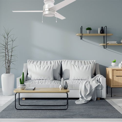 LAMONT 52 inch 3 - Blade Flash Mount Ceiling Fan with Pull Chain &LED Light - LEDMyPlace