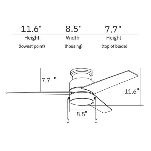 LAMONT 52 inch 3 - Blade Flash Mount Ceiling Fan with Pull Chain &LED Light - LEDMyPlace