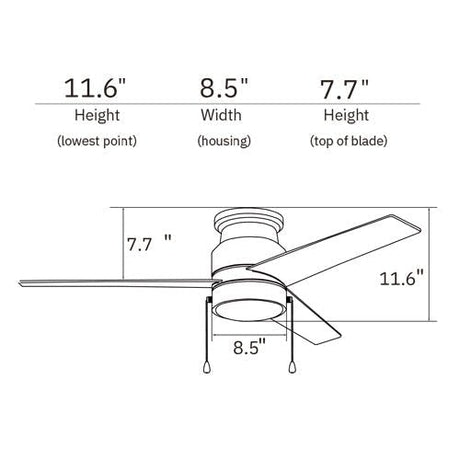 LAMONT 52 inch 3 - Blade Flash Mount Ceiling Fan with Pull Chain &LED Light - LEDMyPlace