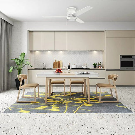 LAMONT 52 inch 3 - Blade Flash Mount Ceiling Fan with Pull Chain &LED Light - LEDMyPlace