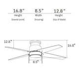 LAMONT 52 inch 4 - Blade Flush Mount Ceiling Fan with LED Light & Pull Chain - LEDMyPlace