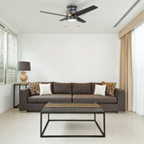 LAMONT 52 inch 4 - Blade Flush Mount Ceiling Fan with LED Light & Pull Chain - LEDMyPlace