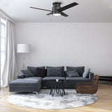 LAMONT 52 inch 4 - Blade Flush Mount Ceiling Fan with LED Light & Pull Chain - LEDMyPlace