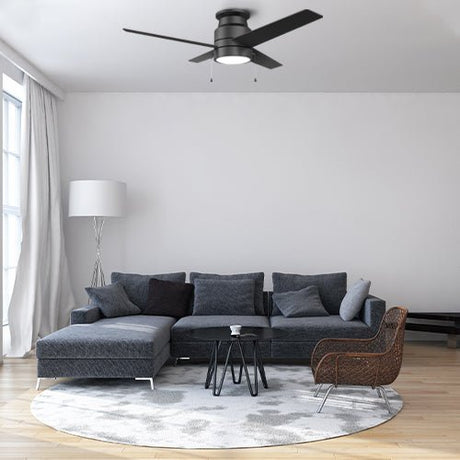 LAMONT 52 inch 4 - Blade Flush Mount Ceiling Fan with LED Light & Pull Chain - LEDMyPlace