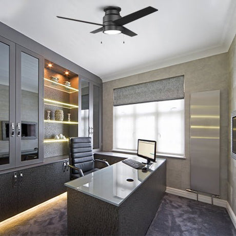 LAMONT 52 inch 4 - Blade Flush Mount Ceiling Fan with LED Light & Pull Chain - LEDMyPlace