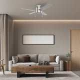 LAMONT 52 inch 4 - Blade Flush Mount Ceiling Fan with LED Light & Pull Chain - LEDMyPlace