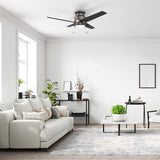 LAMONT 52 inch 4 - Blade Flush Mount Ceiling Fan with LED Light & Pull Chain - LEDMyPlace