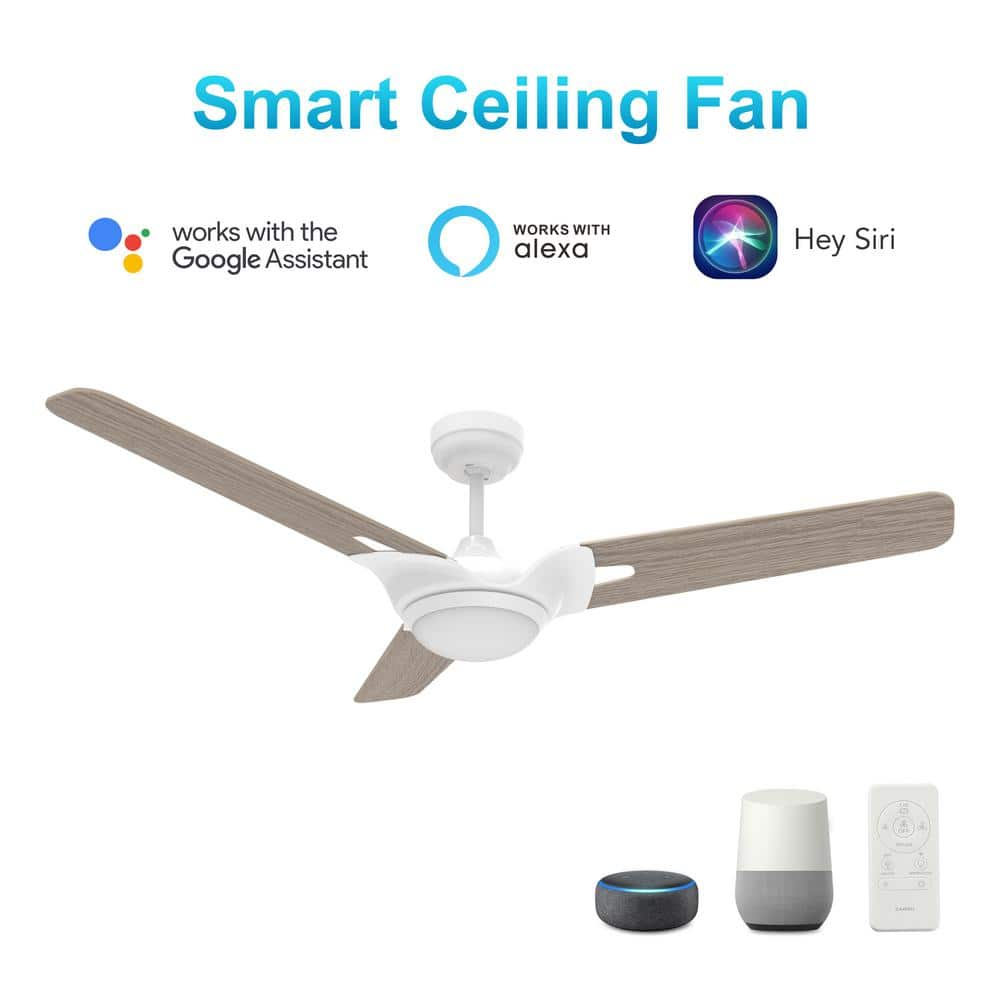 Innovator White/Modern Wood Pattern/Wood 3 Blade Smart Ceiling Fan with Dimmable LED Light Kit Works with Remote Control, Wi-Fi apps and Voice control via Google Assistant/Alexa/Siri