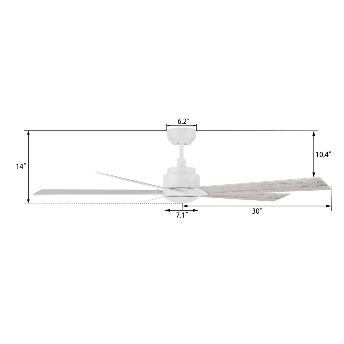 LURGAN 60 inch 5 - Blade No Light Ceiling Fan with Remote - LEDMyPlace