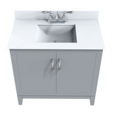 Luton Freestanding Solid Wood Bathroom Vanity With Crystal White Engineered Stone Sink Top & 4 In. Backsplash in Nature Wood Finish