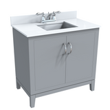 Luton Freestanding Solid Wood Bathroom Vanity With Crystal White Engineered Stone Sink Top & 4 In. Backsplash in Nature Wood Finish