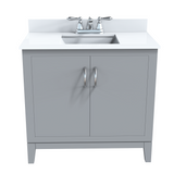 Luton Freestanding Solid Wood Bathroom Vanity With Crystal White Engineered Stone Sink Top & 4 In. Backsplash in Nature Wood Finish