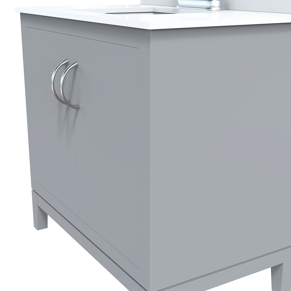 Luton Freestanding Solid Wood Bathroom Vanity With Crystal White Engineered Stone Sink Top & 4 In. Backsplash in Nature Wood Finish