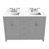 Luton Freestanding Solid Wood Bathroom Vanity With Crystal White Engineered Stone Sink Top & 4 In. Backsplash in Nature Wood Finish