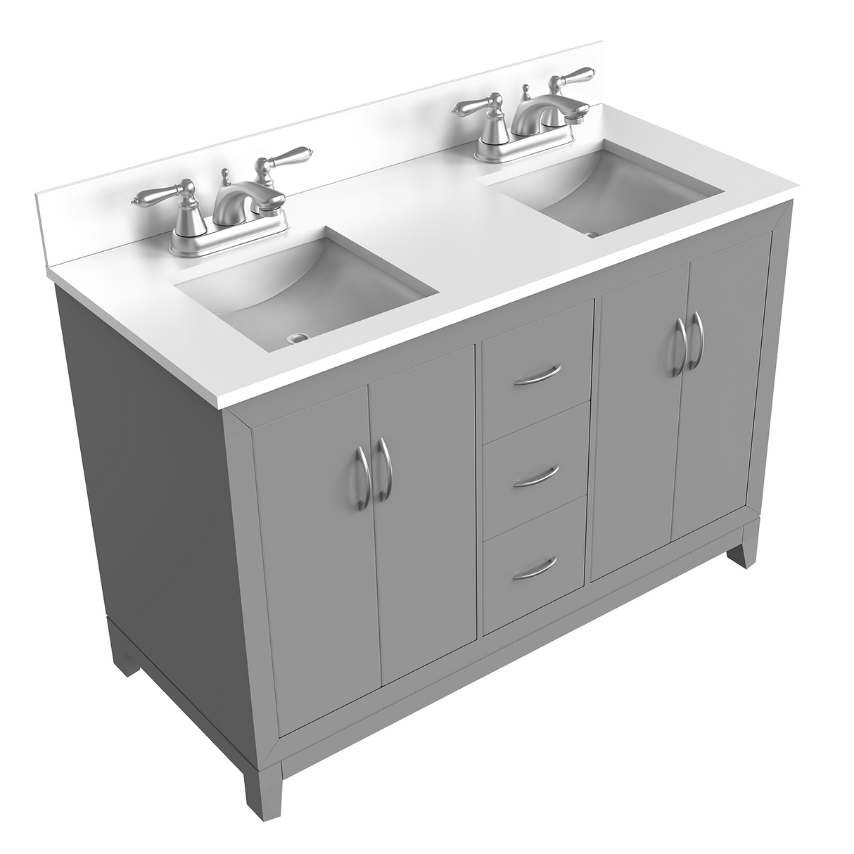 Luton Freestanding Solid Wood Bathroom Vanity With Crystal White Engineered Stone Sink Top & 4 In. Backsplash in Nature Wood Finish