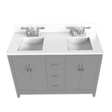 Luton Freestanding Solid Wood Bathroom Vanity With Crystal White Engineered Stone Sink Top & 4 In. Backsplash in Nature Wood Finish