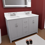 Luton Freestanding Solid Wood Bathroom Vanity With Crystal White Engineered Stone Sink Top & 4 In. Backsplash in Nature Wood Finish