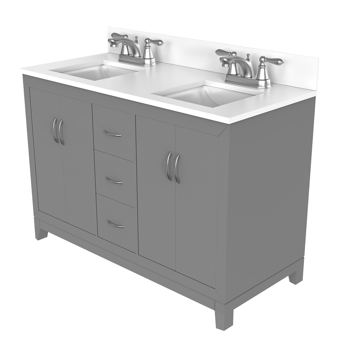 Luton Freestanding Solid Wood Bathroom Vanity With Crystal White Engineered Stone Sink Top & 4 In. Backsplash in Nature Wood Finish