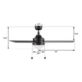 MALTA 52 inch 3 - Blade Ceiling Fan with LED Light & Pull Chain - LEDMyPlace