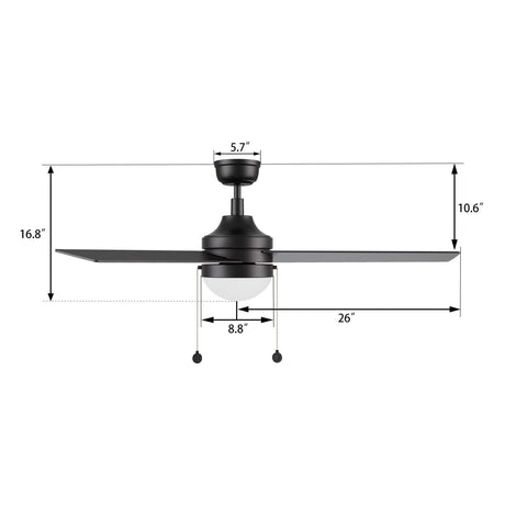 MALTA 52 inch 3 - Blade Ceiling Fan with LED Light & Pull Chain - LEDMyPlace