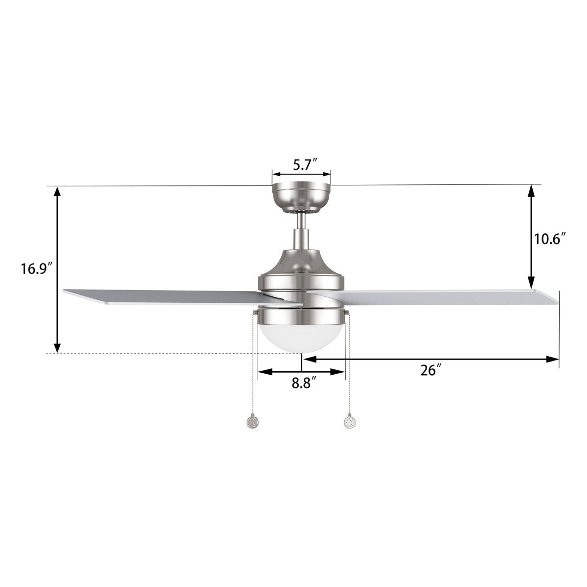 MALTA 52 inch 4 - Blade Ceiling Fan with LED Light & Pull Chain - LEDMyPlace