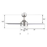 MALTA 52 inch 4 - Blade Ceiling Fan with LED Light & Pull Chain - LEDMyPlace