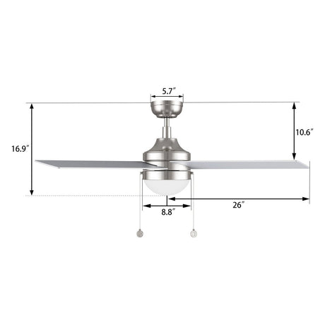 MALTA 52 inch 4 - Blade Ceiling Fan with LED Light & Pull Chain - LEDMyPlace