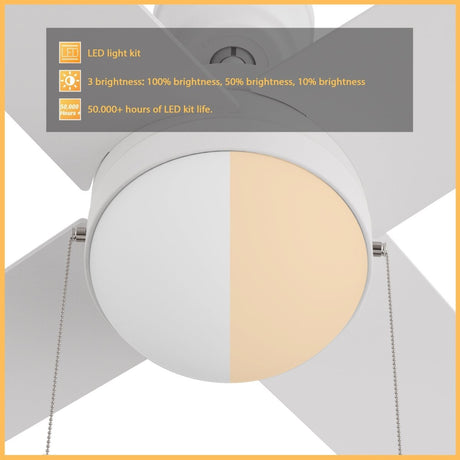 MALTA 52 inch 4 - Blade Ceiling Fan with LED Light & Pull Chain - LEDMyPlace