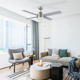 MALTA 52 inch 4 - Blade Ceiling Fan with LED Light & Pull Chain - LEDMyPlace