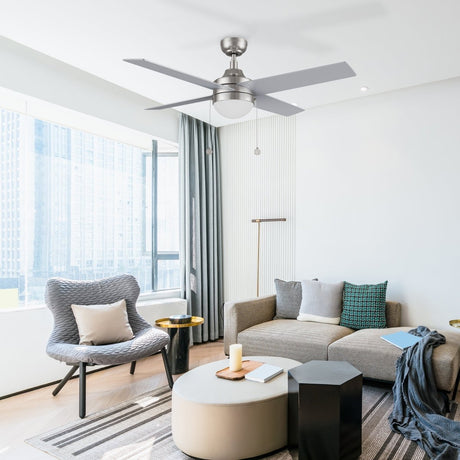 MALTA 52 inch 4 - Blade Ceiling Fan with LED Light & Pull Chain - LEDMyPlace