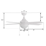 MALTA 52 inch 4 - Blade Ceiling Fan with LED Light & Pull Chain - LEDMyPlace