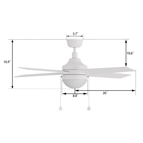 MALTA 52 inch 4 - Blade Ceiling Fan with LED Light & Pull Chain - LEDMyPlace