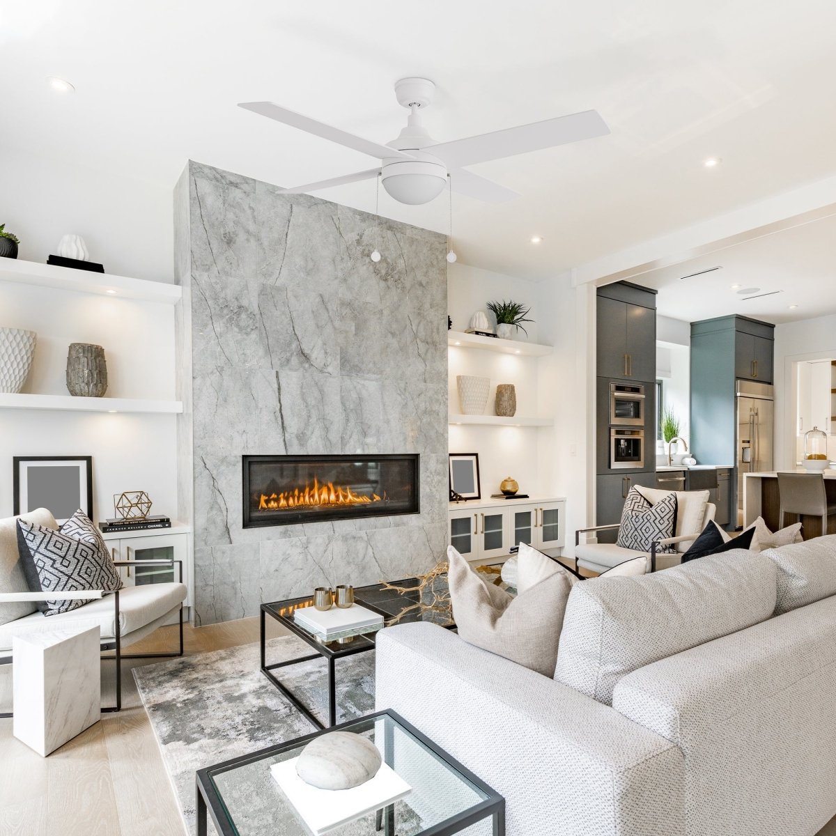 MALTA 52 inch 4 - Blade Ceiling Fan with LED Light & Pull Chain - LEDMyPlace