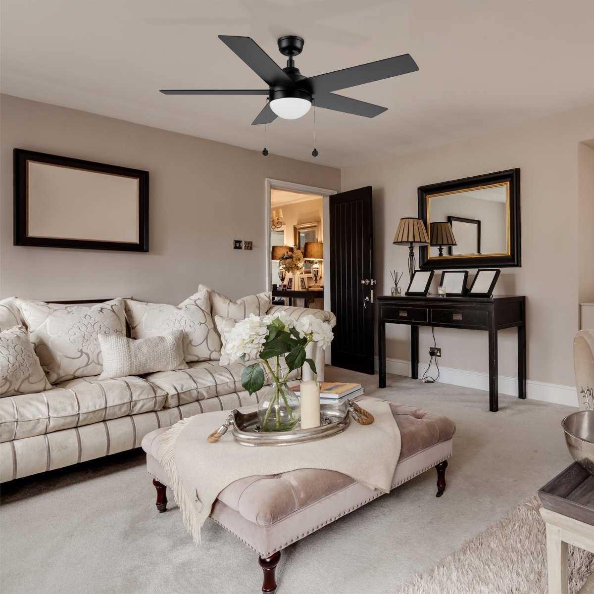 MALTA 52 inch 5 - Blade Ceiling Fan with LED Light & Pull Chain - LEDMyPlace