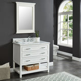 Manhattan Freestanding Solid Wood Bathroom Vanity with Natural Carrara White Marble Sink Top with 4 In. Backsplash