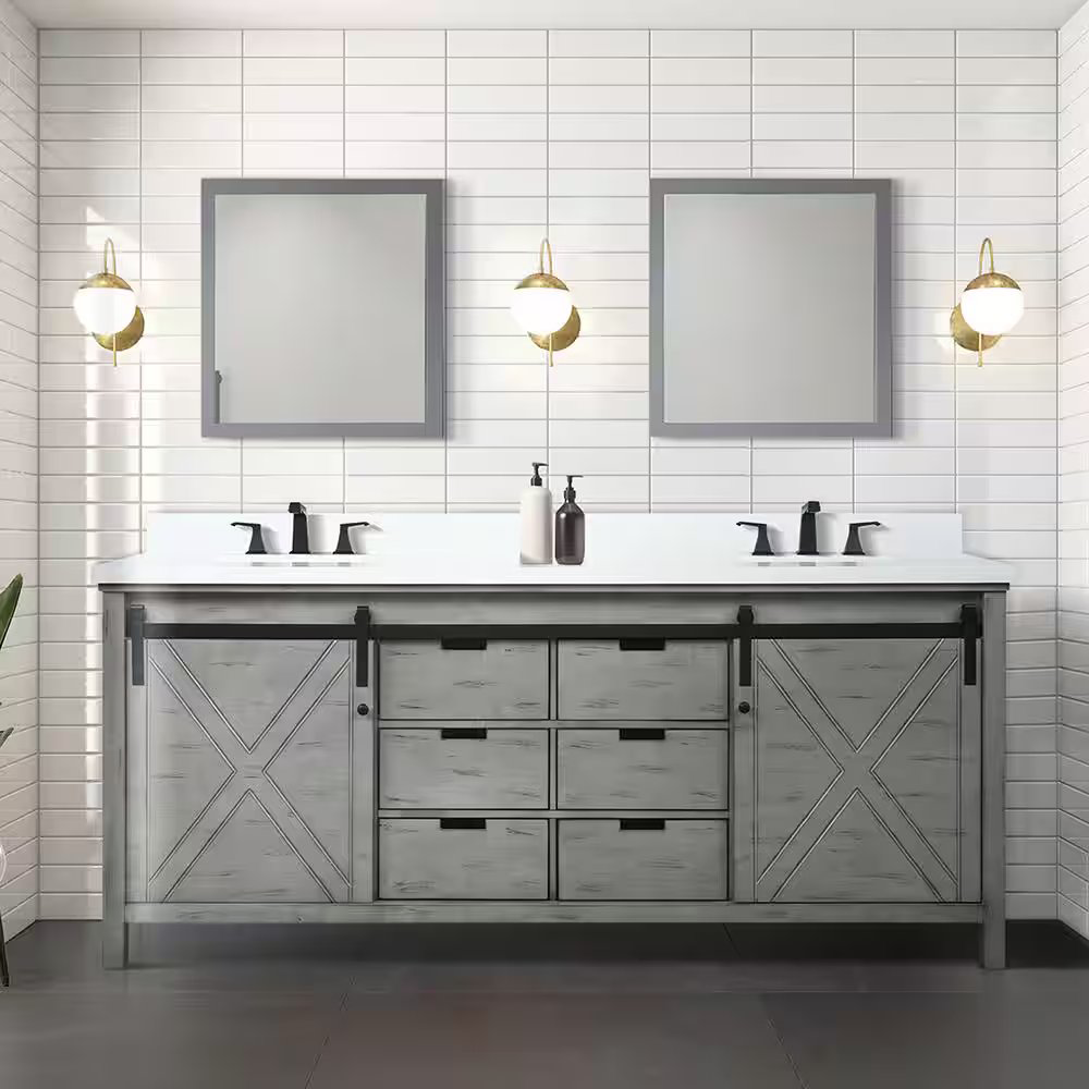 Marsyas 80" Ash Grey Freestanding Bathroom Vanity Cabinet Without Top