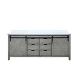 Marsyas 80" Ash Grey Double Vanity, White Quartz Top, White Square Sinks and no Mirror