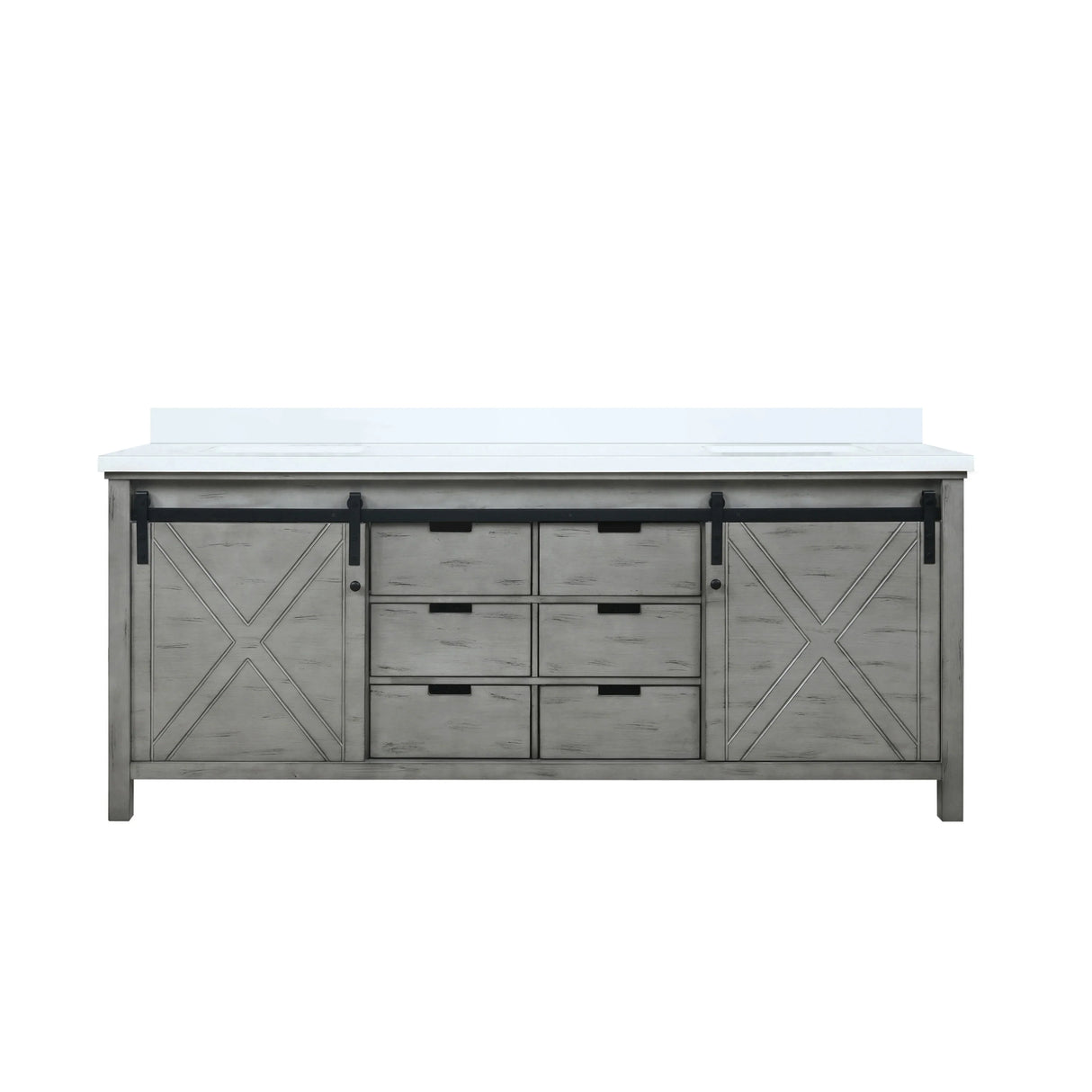 Marsyas Ash Grey Freestanding Bathroom Vanity with White Quartz top, White Square Sink