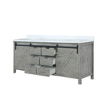 Marsyas Ash Grey Freestanding Bathroom Vanity with White Quartz top, White Square Sink