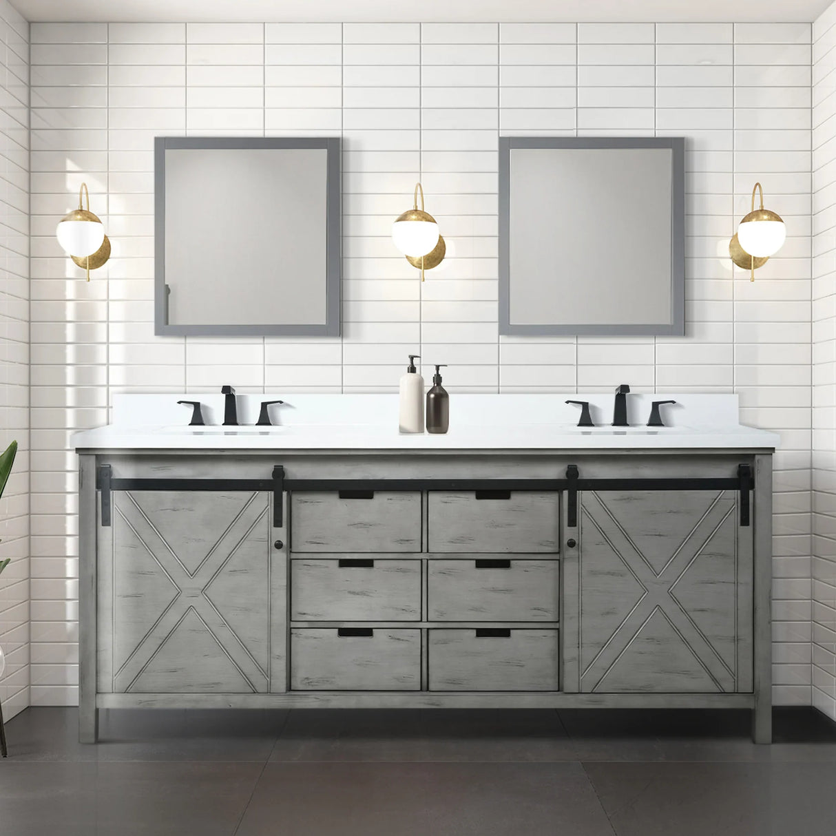 Marsyas Ash Grey Freestanding Bathroom Vanity with White Quartz top, White Square Sink