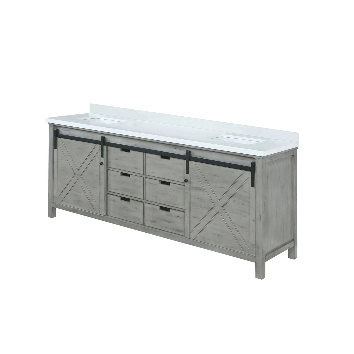 Marsyas Ash Grey Freestanding Bathroom Vanity with White Quartz top, White Square Sink
