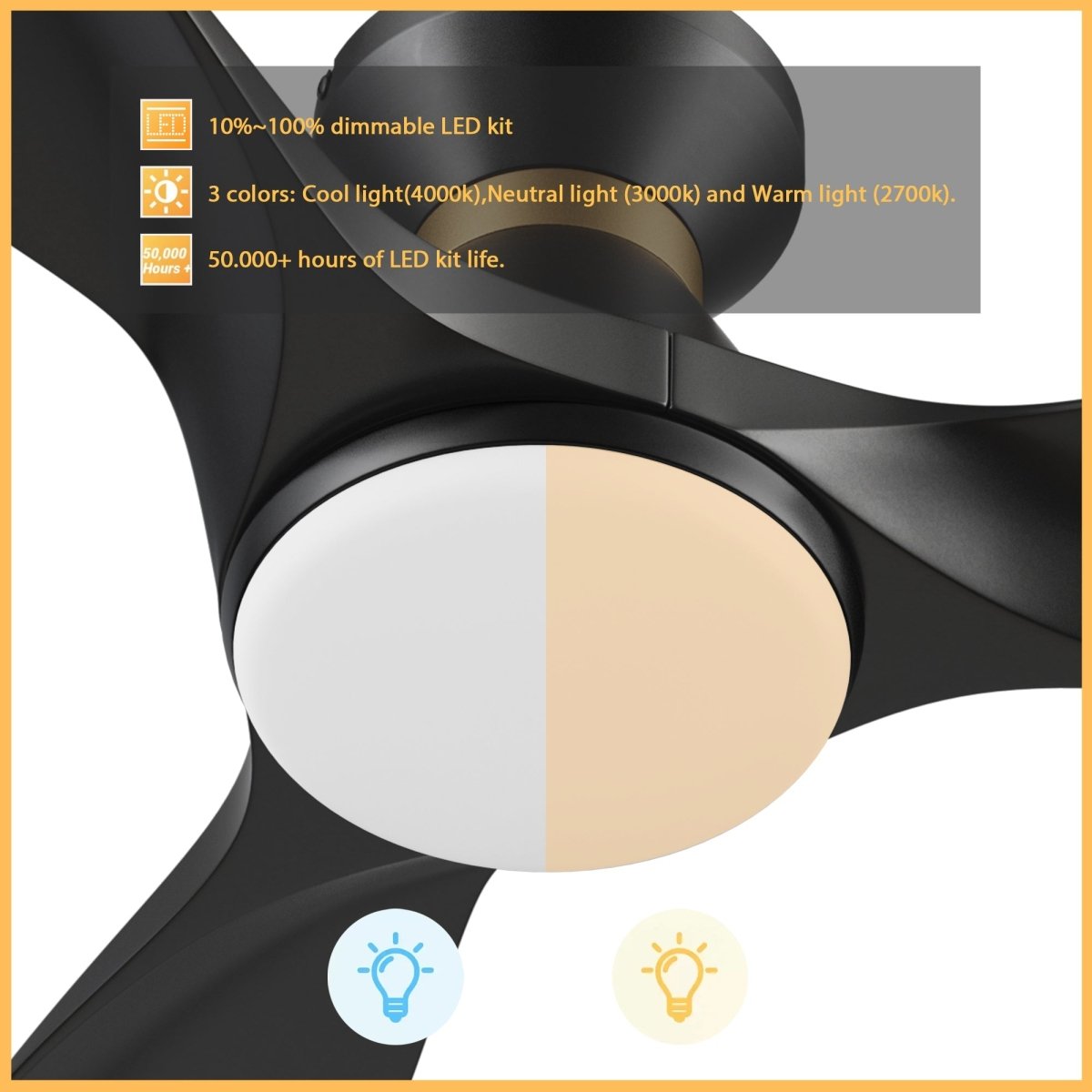 MERTON 52 inch 3 - Blade Smart Ceiling Fan with LED Light & Remote - LEDMyPlace