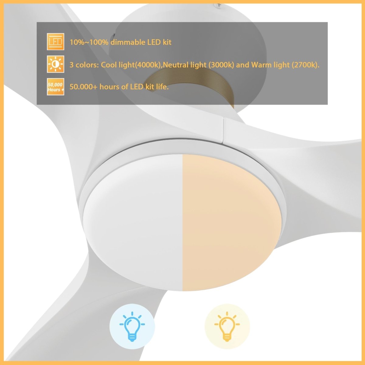 MERTON 52 inch 3 - Blade Smart Ceiling Fan with LED Light & Remote - LEDMyPlace