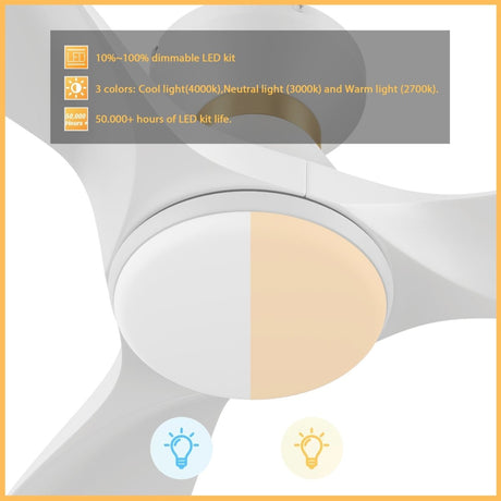 MERTON 52 inch 3 - Blade Smart Ceiling Fan with LED Light & Remote - LEDMyPlace