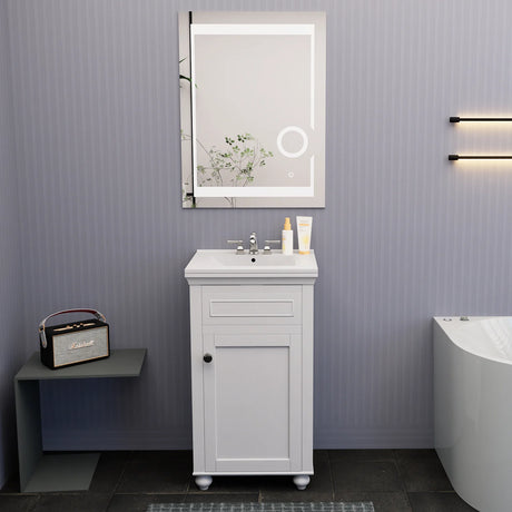 mini 20 white freestanding solid wood bathroom vanity with sink